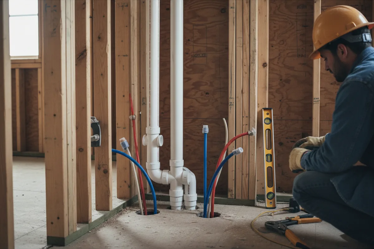 Drain and supply rough-in during Sump Pump Repair in Mannsville
