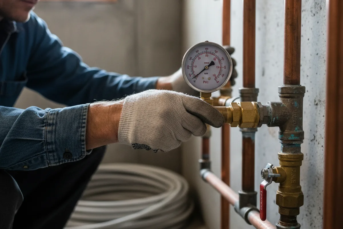 Pressure testing a repaired line during Water Line Repair in Mannsville